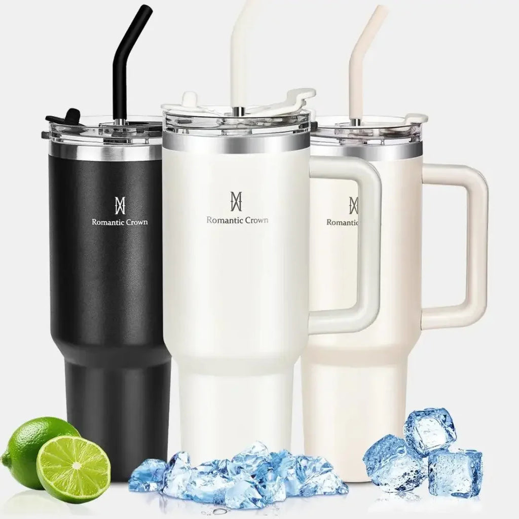 Copo Térmico Inox Portátil com Tampa e Canudo  1200ML