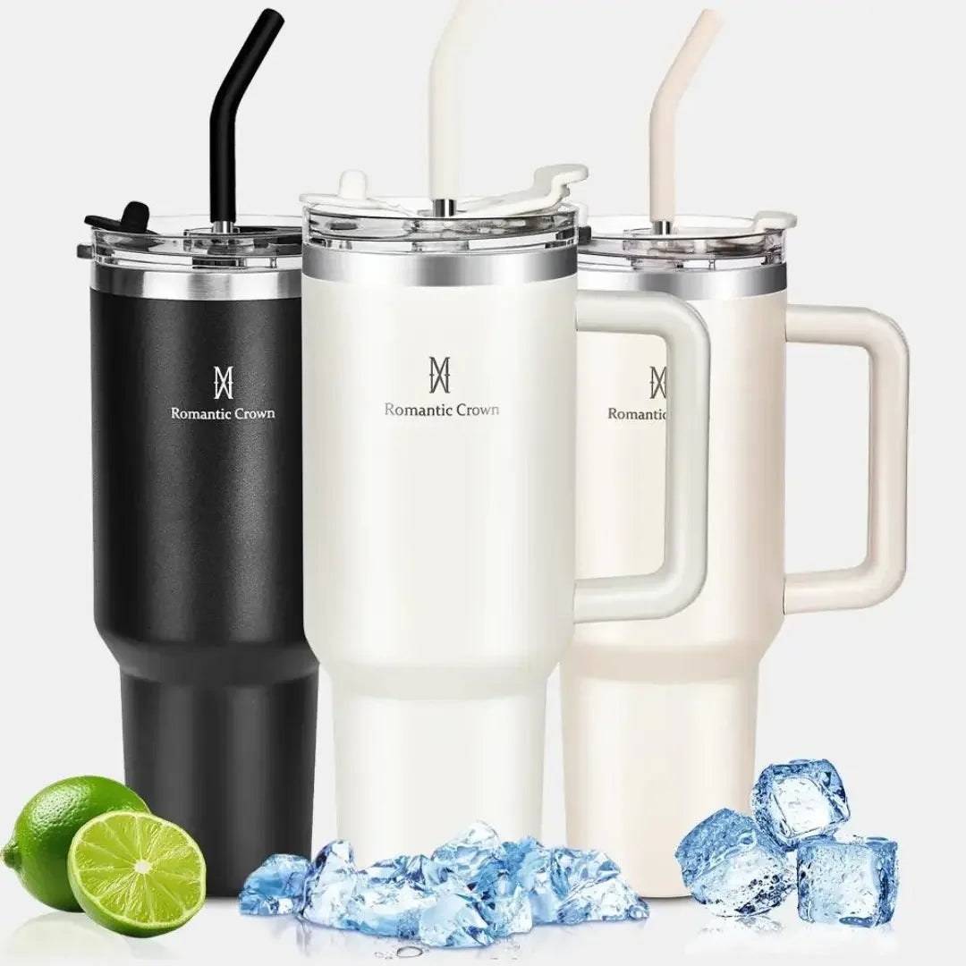 Vaso Térmico de Acero Inoxidable Portátil con Tapa y Popote 1200ML