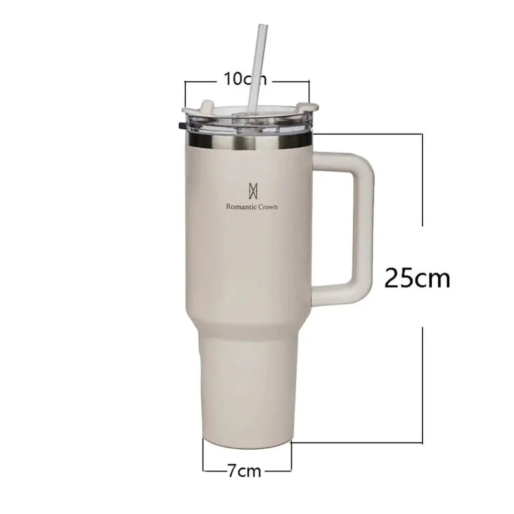 Copo Térmico Inox Portátil com Tampa e Canudo  1200ML