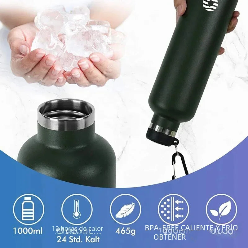 Botella Térmica FEIJIAN de Acero Inoxidable, 1000ml, Botella Térmica Deportiva