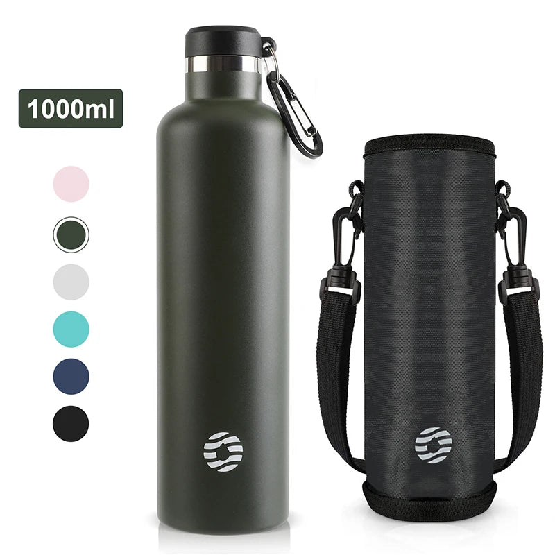 Botella Térmica FEIJIAN de Acero Inoxidable, 1000ml, Botella Térmica Deportiva