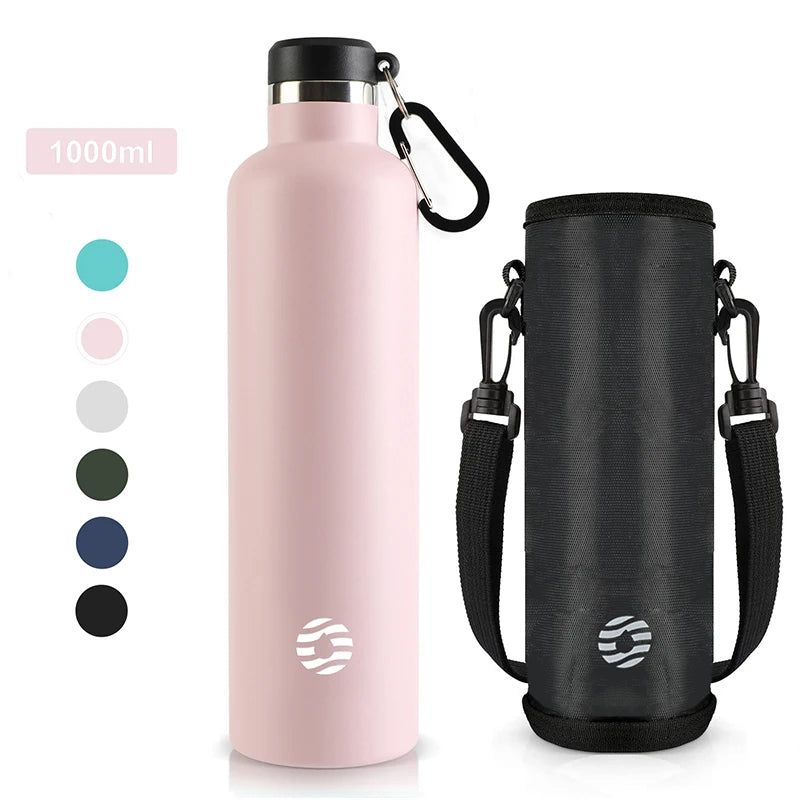 Botella Térmica FEIJIAN de Acero Inoxidable, 1000ml, Botella Térmica Deportiva