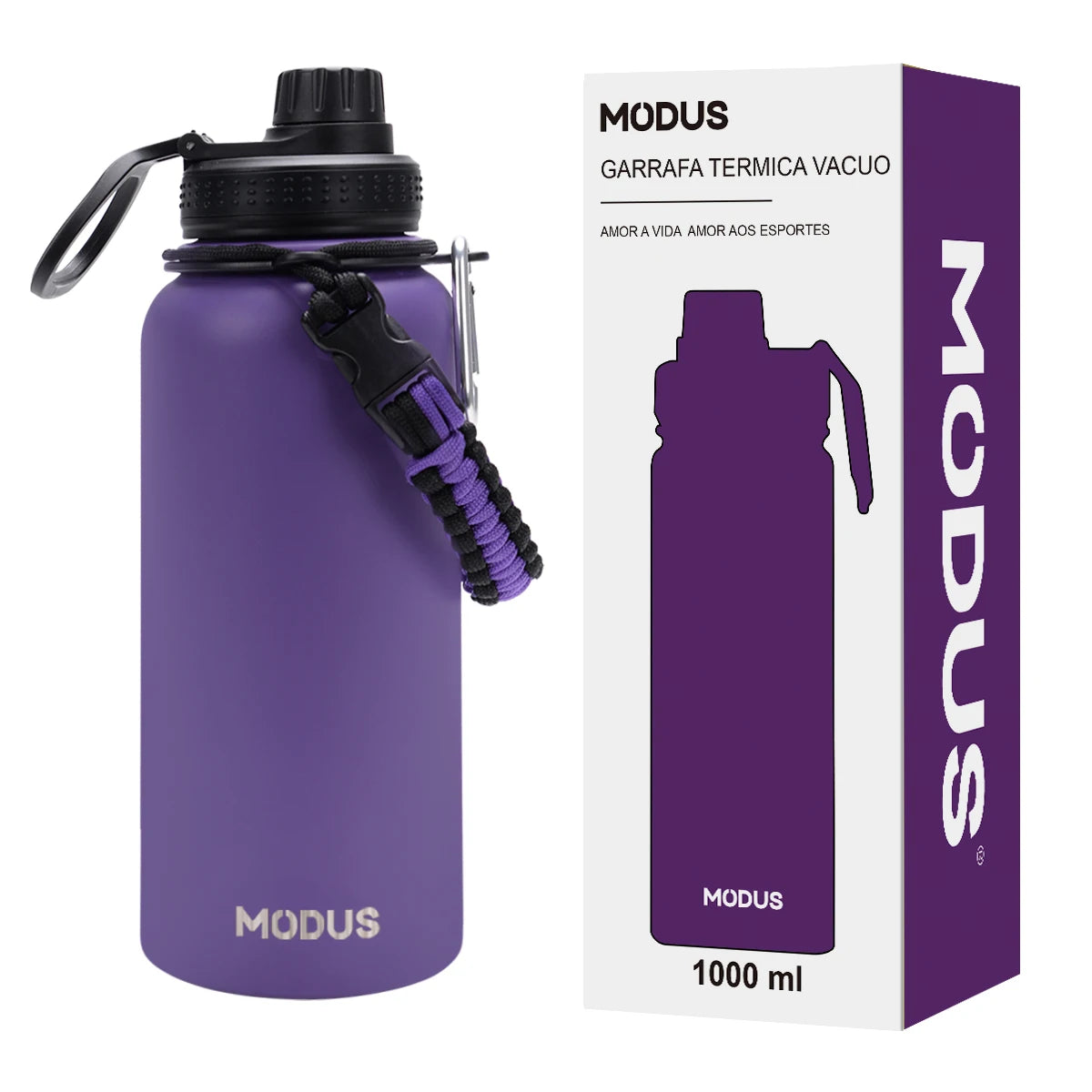Botella de agua de acero inoxidable con aislamiento al vacío.