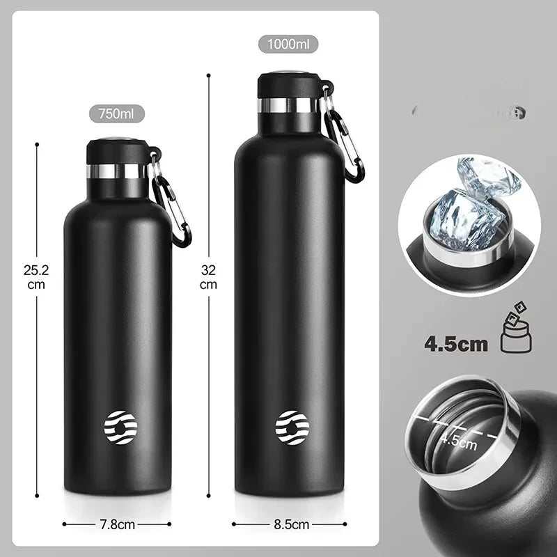 Garrafa Térmica FEIJIAN em Aço Inoxidável, 1000ml, Garrafa Térmica Esportiva